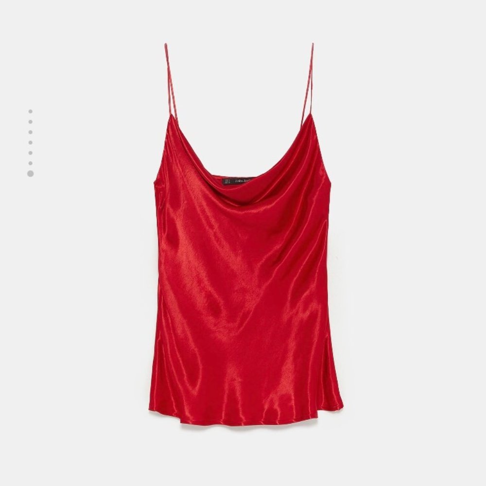 Zara Red Satin Cowl Neck Cami